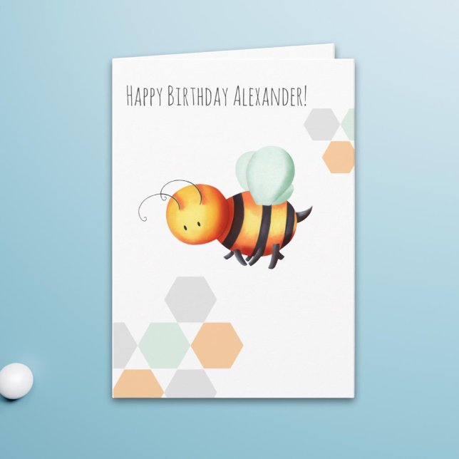 Pastel Minimalist Bee Grattis på födelsedagen Pers Kort (Skapare uppladdad)