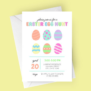 Pastel Minimalist Påskägg Hunt-inbjudan Inbjudningar