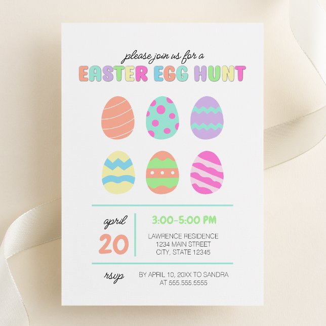 Pastel Minimalist Påskägg Hunt-inbjudan Inbjudningar (Skapare uppladdad)