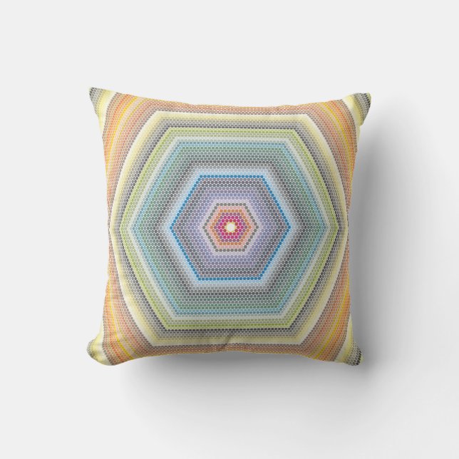 Pastel Minskar hexagons geometriska konst Kudde (Framsida)