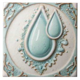 Pastel Mint Blue & White Vatten droppar Bathroom T Kakelplatta