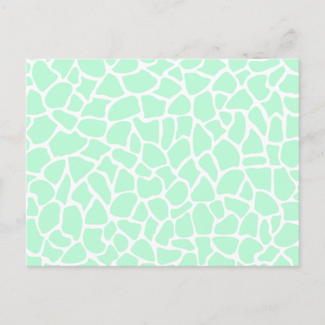 Pastel Mint Grönt Animal Print Giraffe Mönster Vykort (Framsida)