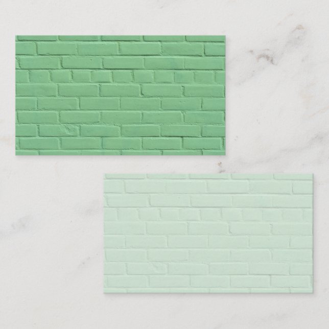 Pastel Mint Grönt Brick Wall Visitkort (Fram/baksida)