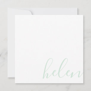 Pastel Mint-Grönt för Personligen Script Namn Anteckningskort