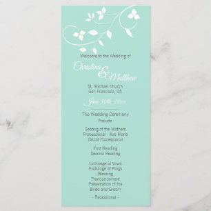 Pastel Mint Grönt & Light Grått Bröllop Ceremony Program