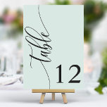 Pastel Mint Grönt Modern Calligraphy Bröllop Bordsnummer<br><div class="desc">Följ med dina gäster till deras platser med de här chic elegant-bordsnumren pastel grönt bröllop. De här bordsnumren har en minimalistisk design med modern kalligrafi och ger dig en smula sofistikering till din bröllopsmottagning. Den mjuka bakgrunden och den rena typografin i eleganten säkerställer att den är enkel att läsa samtidigt...</div>