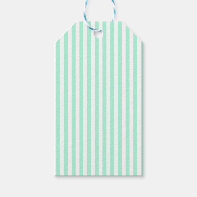 Pastel Mint Grönt Rand sommarstripe Presentetikett (Framsidan)