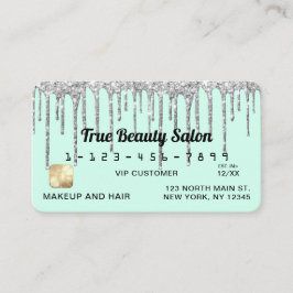 Pastel Mint Grönt Silver Glitter Drives Kredit Visitkort