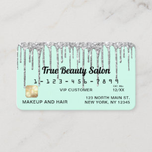 Pastel Mint Grönt Silver Glitter Drives Kredit Visitkort