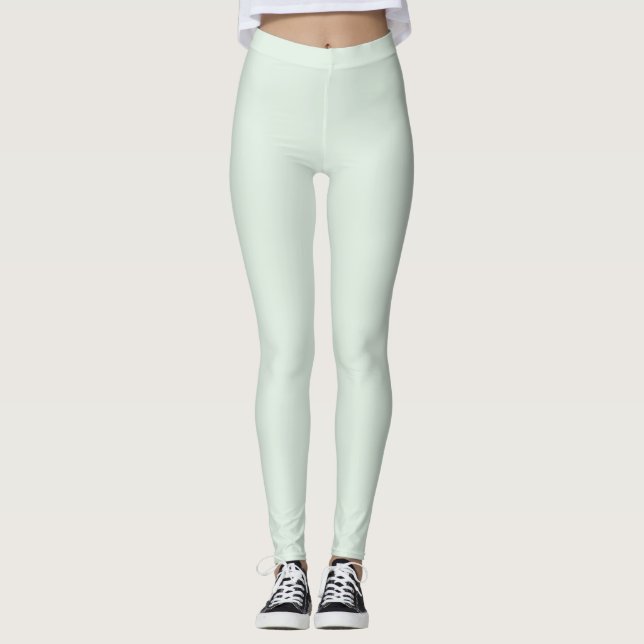 Pastel Mint Grönt Solid Färg Leggings (Framsida)