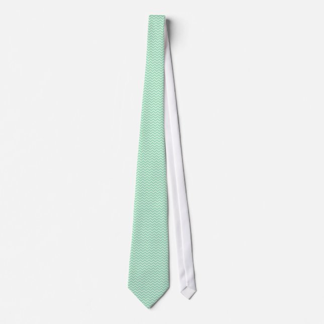 Pastel Mint Grönt Zigzag Chevron mönster Slips (Framsida)