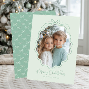 Pastel Mint-Grönten Vågigt Retro-foto Julkort
