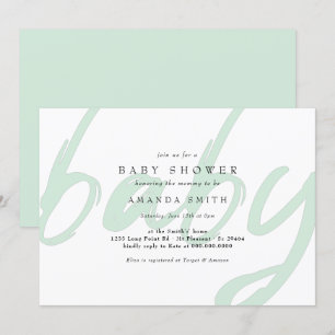 Pastel Mint Minimal Gender Neutral Baby Shower Inbjudningar