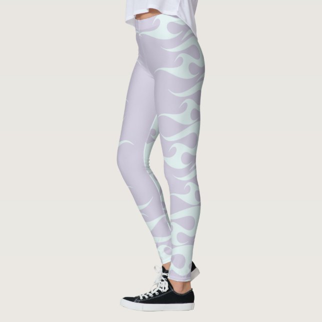 Pastel Mint och Lavender Flames Leggings (Vänster)