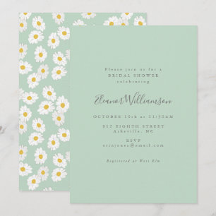 Pastel Mint Sage Grönt Daisy Möhippa blomma Inbjudningar