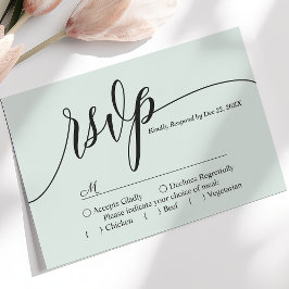 Pastel Mint Simple Script Bröllop OSA Card Kort