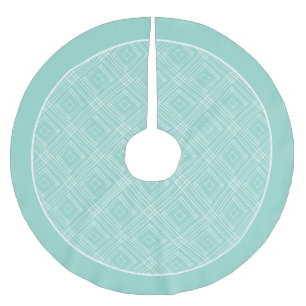 Pastel Mint & White Boho Diamond Mönster Julgransmatta Borstad Polyester
