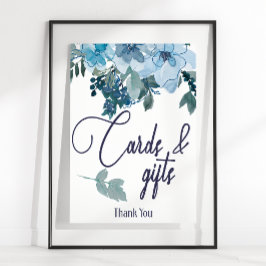 Pastel Modern Blue Ro Blommigt Card & presentation Poster