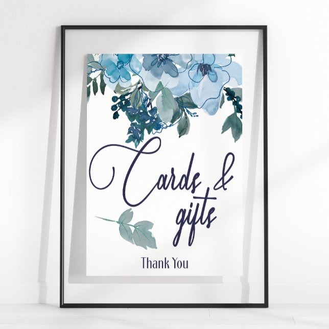 Pastel Modern Blue Ro Blommigt Card & presentation Poster (Skapare uppladdad)