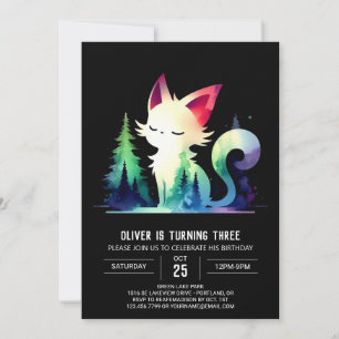 Pastel Modern Cat Birthday Inbjudningar