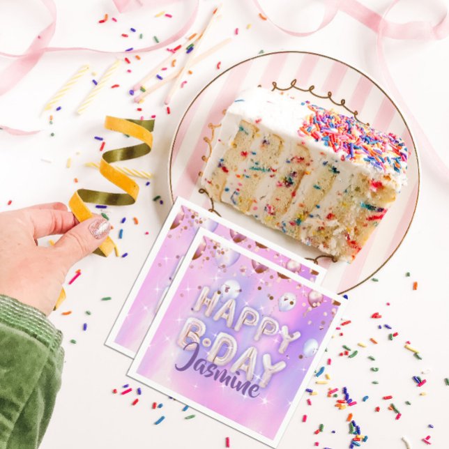 Pastel Modern Glam Trendig Balloons Grattis på föd Pappersservett (Skapare uppladdad)