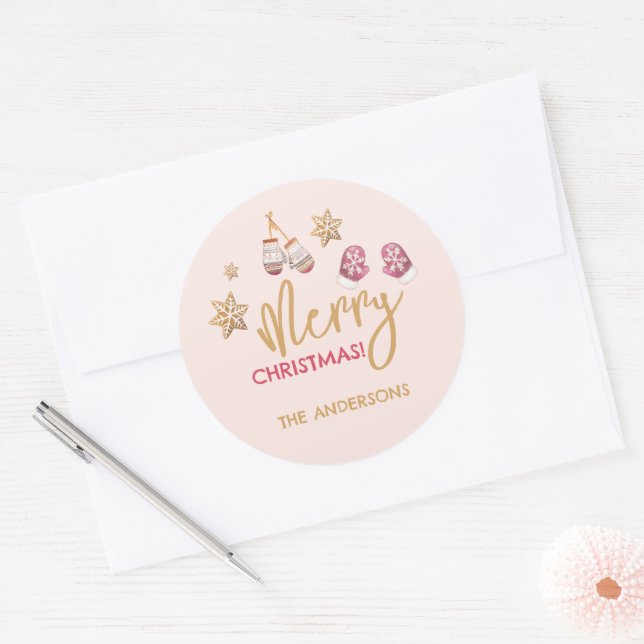 Pastel Modern jul Mönster Runt Klistermärke (Kuvert)