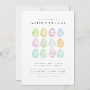Pastel Modern Påskägg Hunt-inbjudan Party Inbjudningar