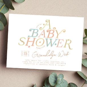 Pastel Modern Sweet and Elegant Baby Shower Inbjudningar