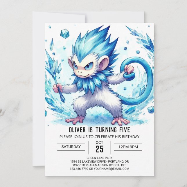 Pastel Monkey Birthday Inbjudningar (Framsida)