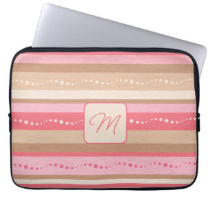 Pastel Monogram och Rand Mönster Laptop sleeve