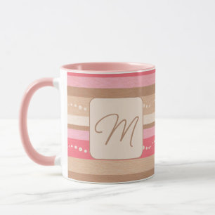 Pastel Monogram och Rand Mönster Mugg