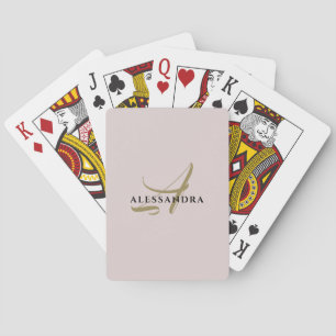 Pastel Monogram rosa guld svartvit minimalistik Casinokort
