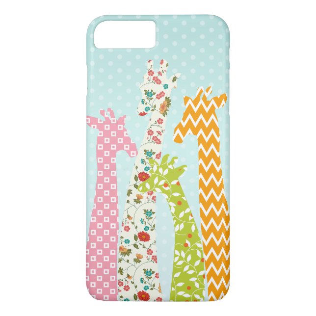 Pastel Mönster fyllde 4 Giraffes iPhone 7 Plus Case-Mate iPhone Skal (Baksida)