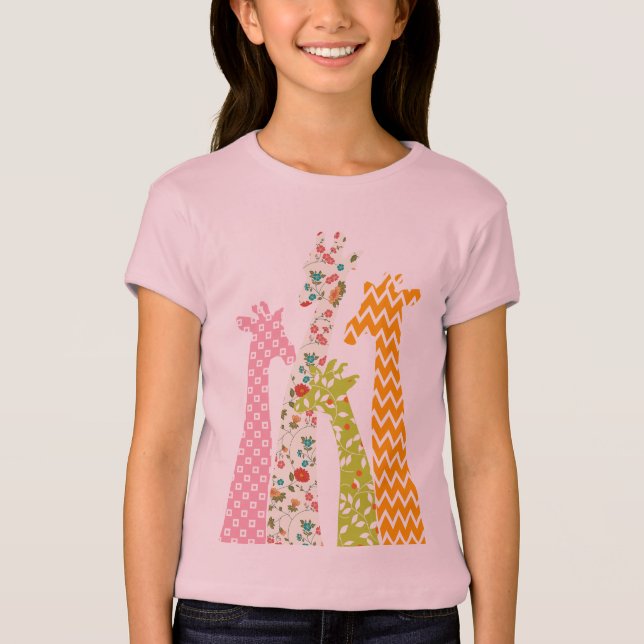 Pastel Mönster Giraffes Girl Babydoll T Shirts (Framsida)