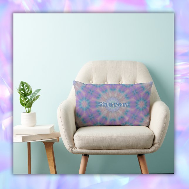 Pastel Mor i Pearl Mönster Namn Monogram | Lumbarkudde (Skapare uppladdad)