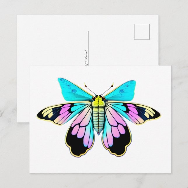 Pastel Moth, vattenfärgen stil, Postcross Vykort (Fram/baksida)