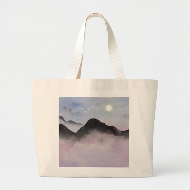 Pastel Mountain Silhouettes | Minimalistisk natur Jumbo Tygkasse (Framsidan)