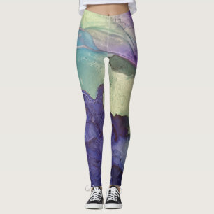Pastel Multifärgad Alcohol Bläck Liquid Abstrakt A Leggings