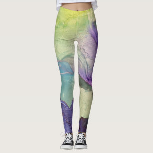 Pastel Multifärgad Alcohol Bläck Liquid Abstrakt A Leggings