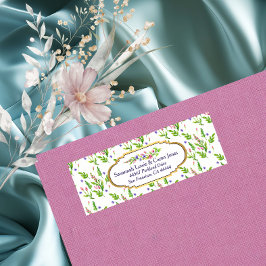 Pastel Multifloral & Guld Ram Returadress Returadress Etikett