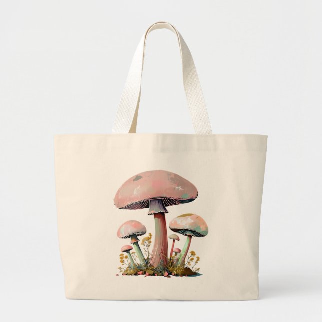 Pastel Mushroom Art Jumbo Tygkasse (Framsidan)