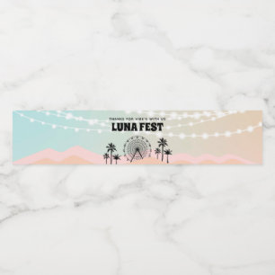 Pastel Music Festival Birthday Vattenflaska Etikett