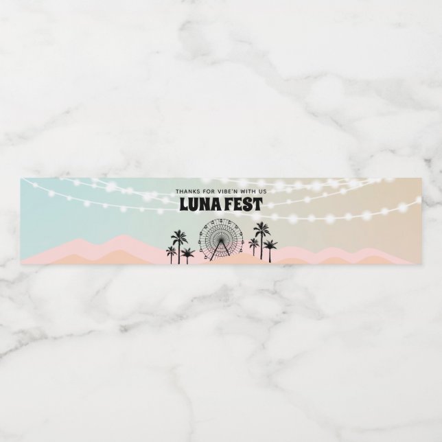 Pastel Music Festival Birthday Vattenflaska Etikett (Singel etikett)