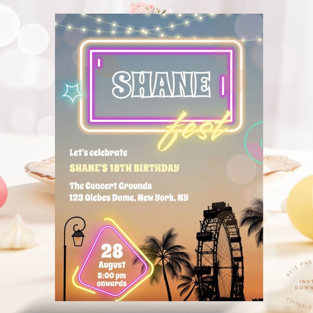 Pastel Music Festival konsert Boho Birthday Inbjudningar (carnival birthday, music festival, music carnival, festival welcome, pastel festival, pastel music f)