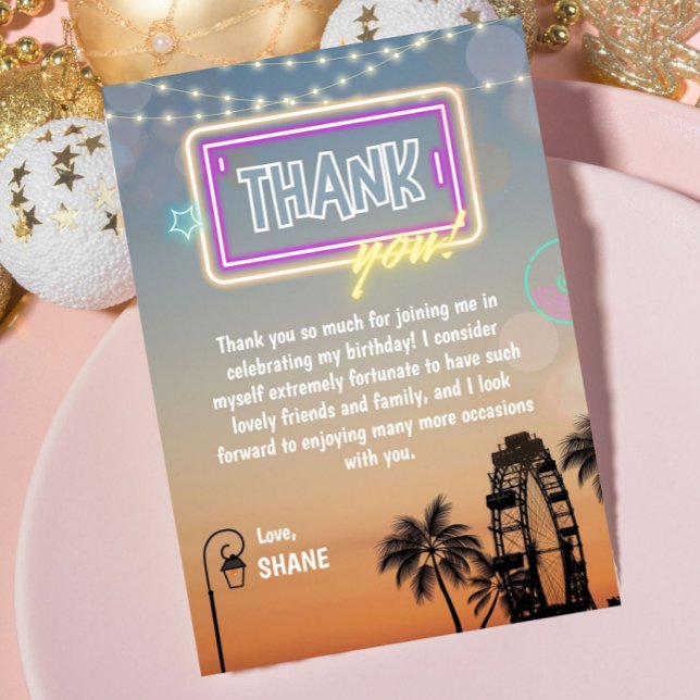 Pastel Music Festival konsert Boho Birthday Tack Kort (Pastel Music Festival Concert Boho Birthday Thank You Card)