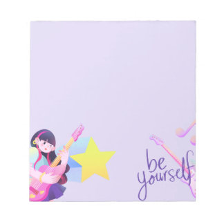 Pastel Music-Thated med Star & Cute Girl Anteckningsblock