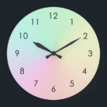 Pastel Muted Gradient Ombre Rainbow Stor Klocka<br><div class="desc">Fin digital vattenfärgsdesign för rosa lila persikofärgad gult blå muterad övertoningsformgivning. Enkel, lugn, avslappning och glam, boho, chic modern yoga mat. Gradient-gåva. Övertoningsgåvor för personlig. Personlig Gradient yoga gifts design finns tillgänglig på olika yoga produkter, se i samlingen.</div>