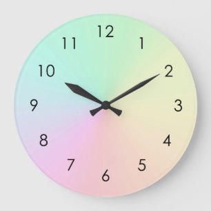 Pastel Muted Gradient Ombre Rainbow Stor Klocka