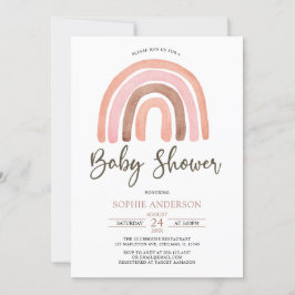 Pastel Muted Tones Boho Rainbow Baby Shower Inbjudningar