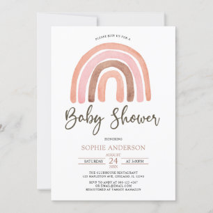 Pastel Muted Tones Boho Rainbow Baby Shower Inbjudningar